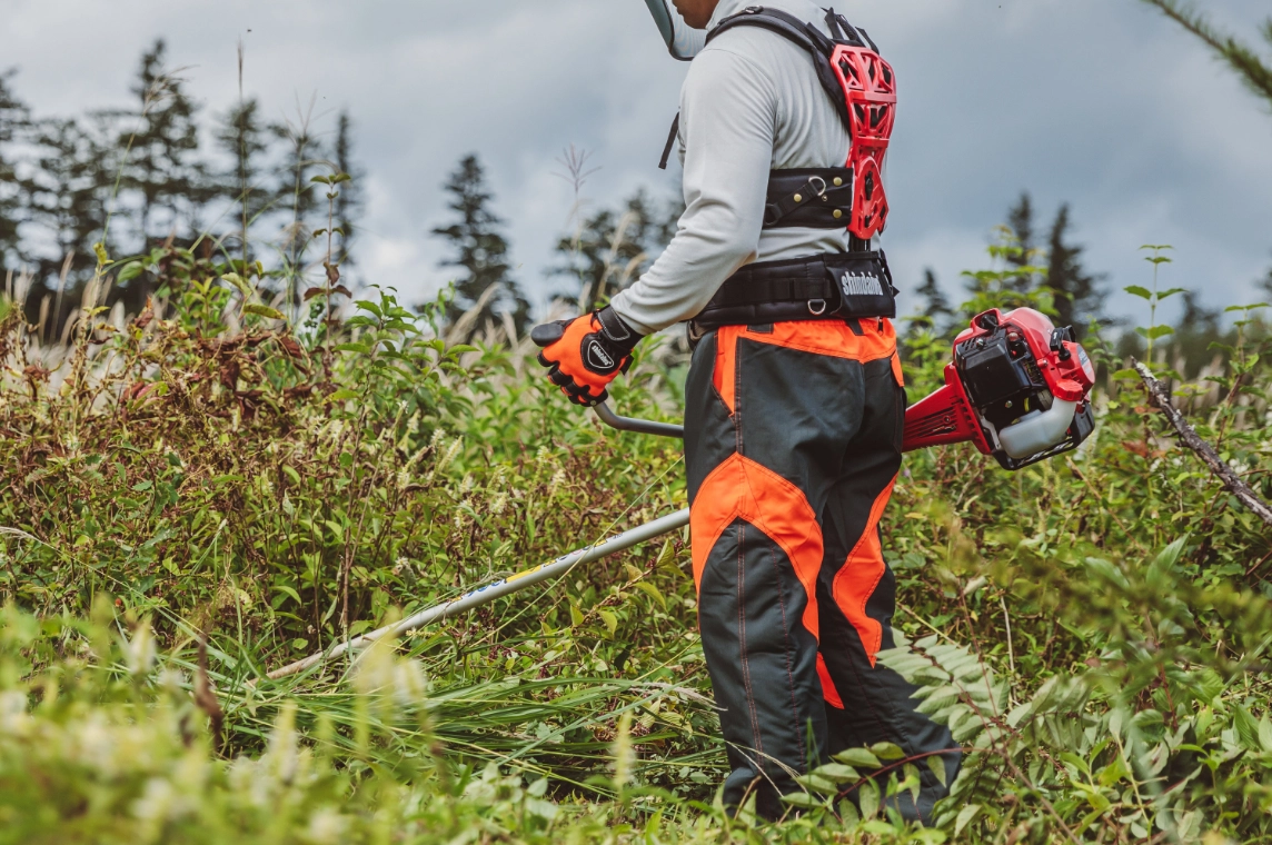 Shindaiwa landscaping equipment in use